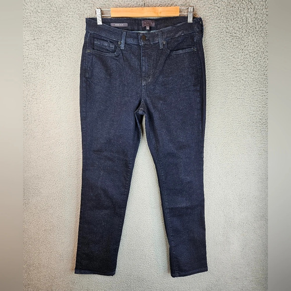 NYDJ Womens Sheri Slim Dark Blue with White Specks Denim Jeans sz 10 - Picture 1 of 11